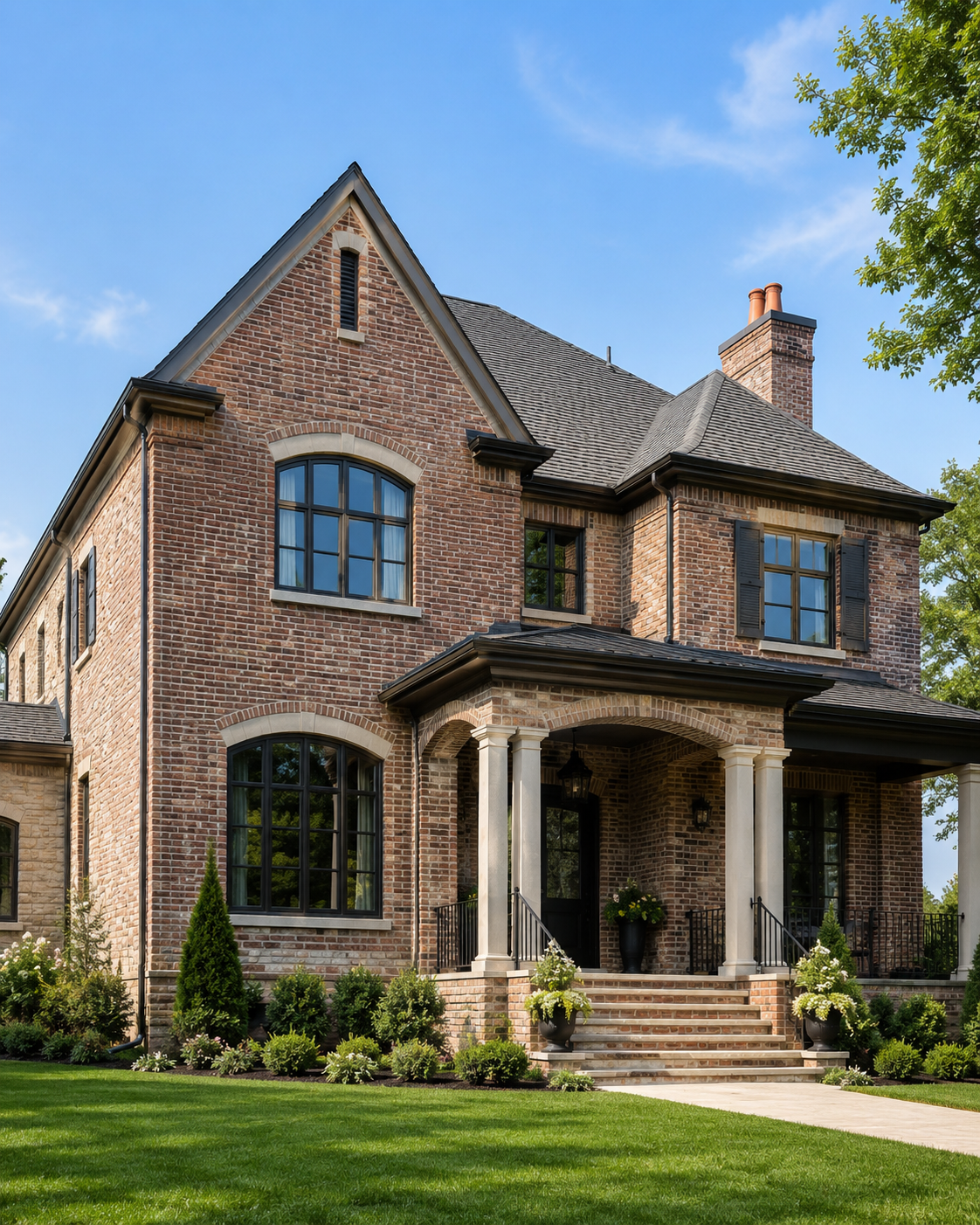 Custom brick home exterior