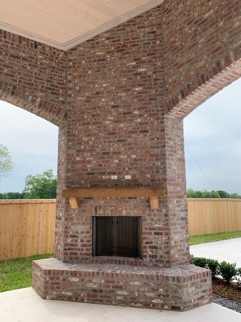 Brick outdoor fireplace