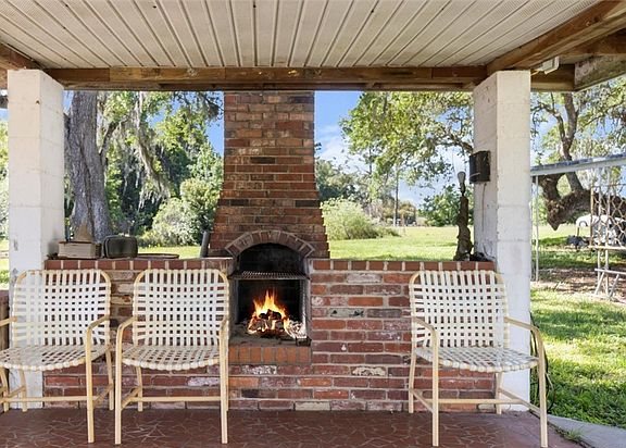 Outdoor brick fireplace