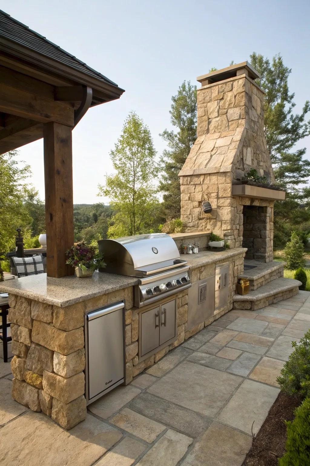 Stone outdoor kitchen